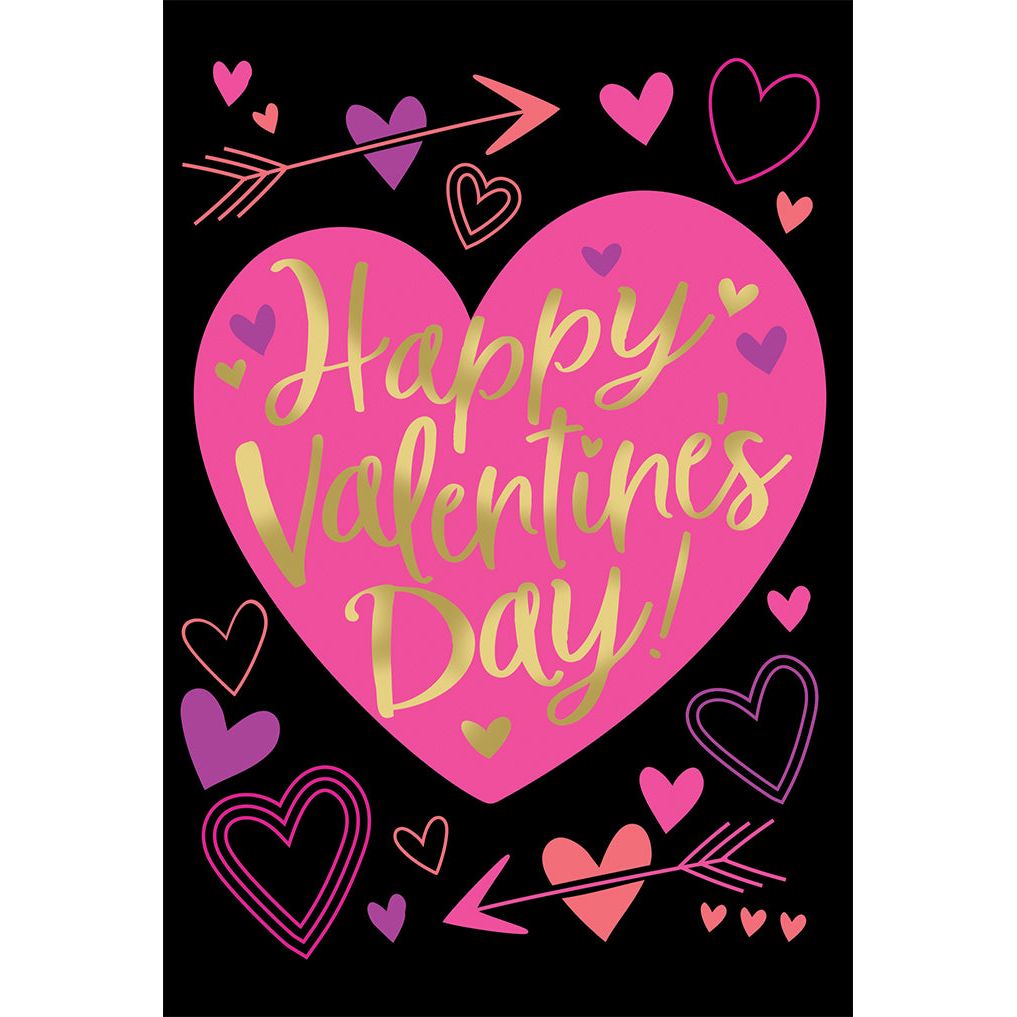 Black & Pink Heart Valentine's Day Card